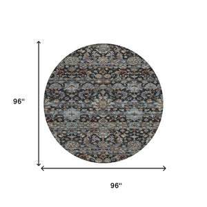 8 Foot Round Medallion Floral Area Rug Washable Uv Resistant Polyester Patio Decor