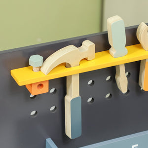 English Elm Qaba Kids Wooden Tool Bench - 49-Piece Playset For Toddler Imaginative Construction Fun Ages 3-6 W2225P249787-GIGA