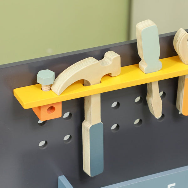 English Elm Qaba Kids Wooden Tool Bench - 49-Piece Playset For Toddler Imaginative Construction Fun Ages 3-6 W2225P249787-GIGA