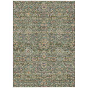 Floral Medallion Washable Indoor Outdoor Polyester Rug Uv Resistant with Non-slip Felt Backing