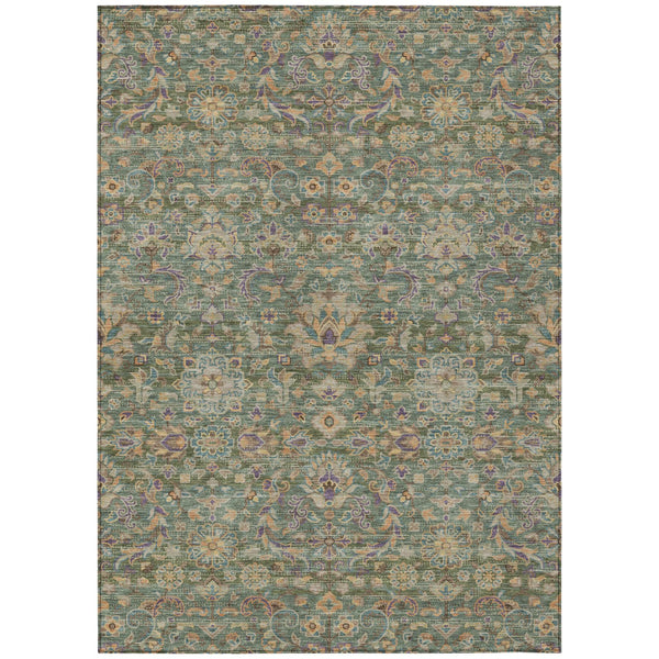 Floral Medallion Washable Indoor Outdoor Polyester Rug Uv Resistant with Non-slip Felt Backing