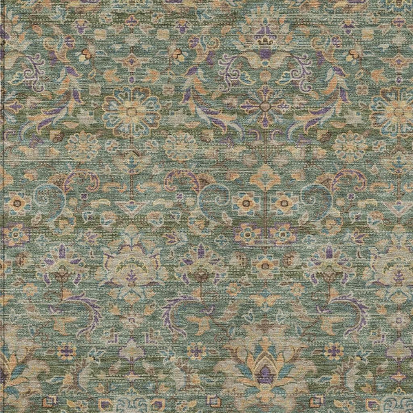 Floral Medallion Washable Indoor Outdoor Polyester Rug Uv Resistant with Non-slip Felt Backing