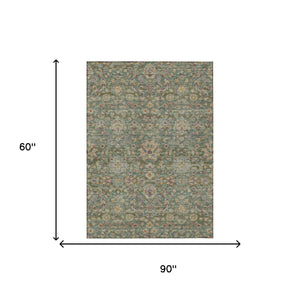 Floral Medallion Washable Indoor Outdoor Polyester Rug Uv Resistant with Non-slip Felt Backing