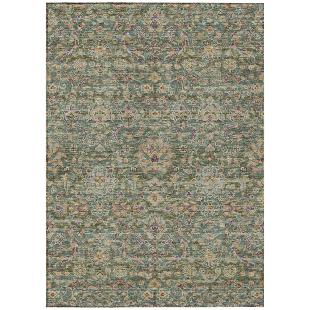 HomeRoots Floral Medallion Washable Indoor Outdoor Polyester Rug Uv Resistant with Non-slip Felt Backing 8' x 10' 726932