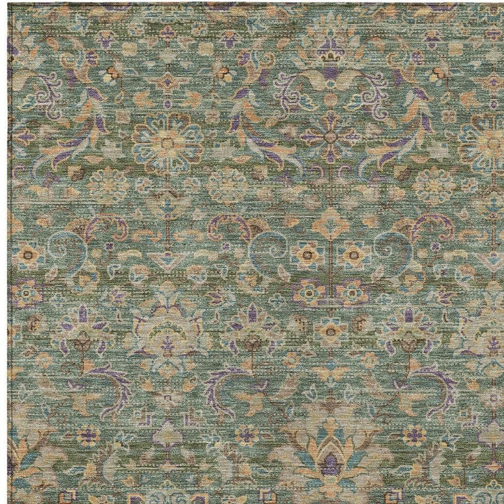 HomeRoots Floral Medallion Washable Indoor Outdoor Polyester Rug Uv Resistant with Non-slip Felt Backing 8' x 10' 726932