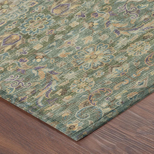 Floral Medallion Washable Indoor Outdoor Polyester Rug Uv Resistant with Non-slip Felt Backing