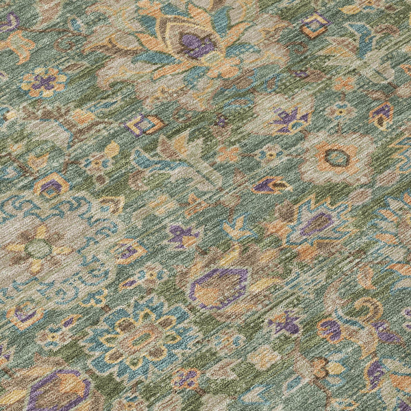 Floral Medallion Washable Indoor Outdoor Polyester Rug Uv Resistant with Non-slip Felt Backing