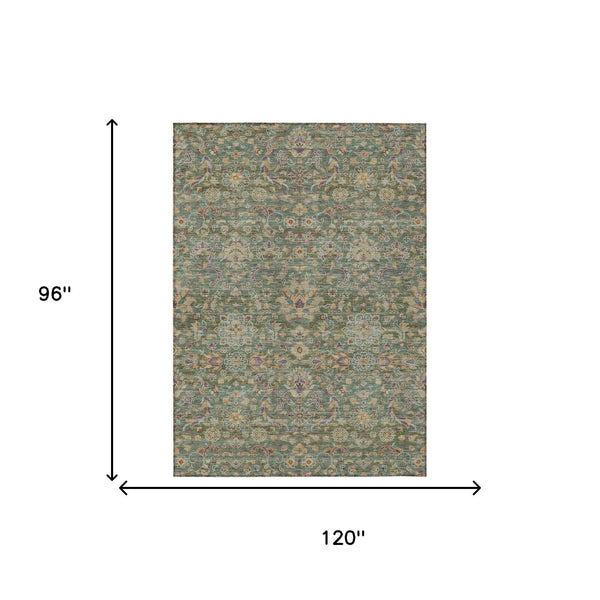 Floral Medallion Washable Indoor Outdoor Polyester Rug Uv Resistant with Non-slip Felt Backing