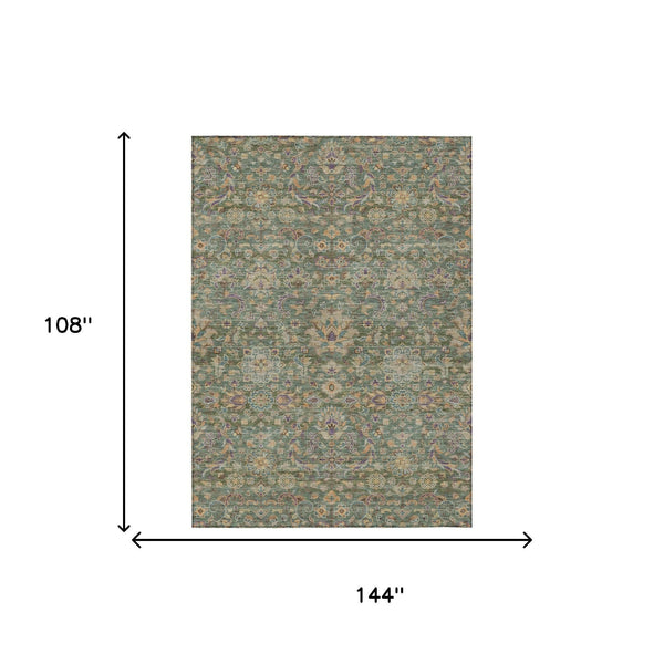 Floral Medallion Washable Indoor Outdoor Polyester Rug Uv Resistant with Non-slip Felt Backing