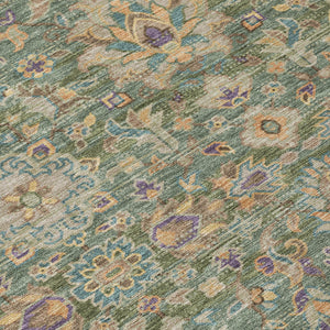 Floral Medallion Washable Indoor Outdoor Polyester Rug Uv Resistant with Non-slip Felt Backing