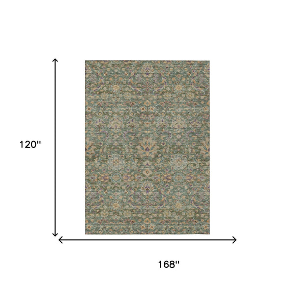 Floral Medallion Washable Indoor Outdoor Polyester Rug Uv Resistant with Non-slip Felt Backing