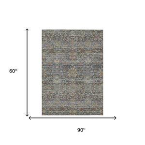 Floral Medallion Washable Polyester Indoor Outdoor Rug with Non-slip Felt Backing for Patios