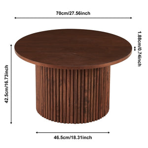 English Elm Walnut Wood Veneer Round Coffee Tabletop - 27.56 Inch Mid-Century Design For Stylish Living Spaces W1164P225857-GIGA