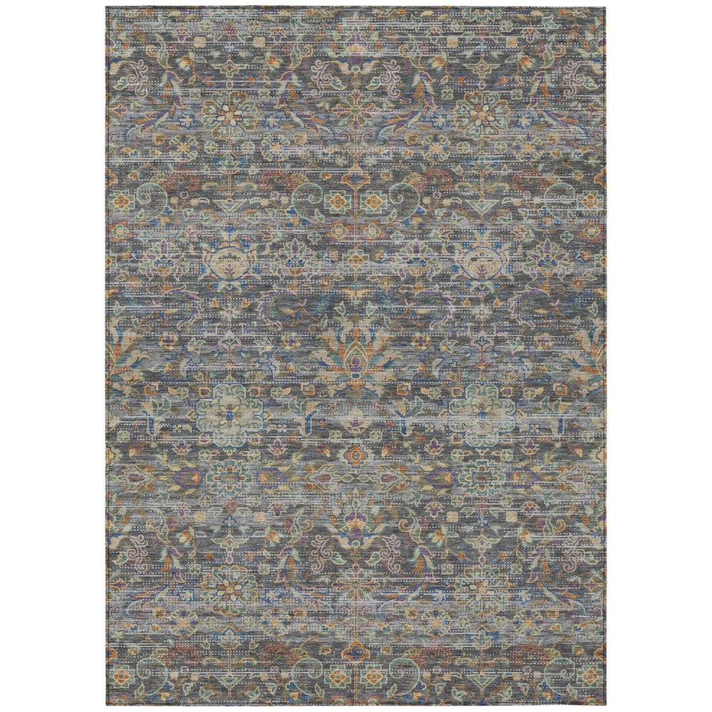 HomeRoots Floral Medallion Washable Polyester Indoor Outdoor Rug with Non-slip Felt Backing for Patios 9' x 12' 726945