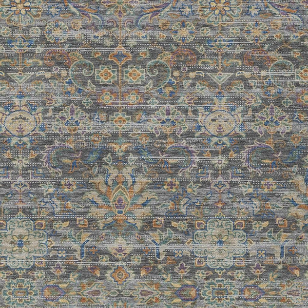Floral Medallion Washable Polyester Indoor Outdoor Rug with Non-slip Felt Backing for Patios
