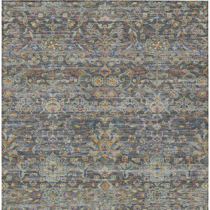Floral Medallion Washable Polyester Indoor Outdoor Rug with Non-slip Felt Backing for Patios