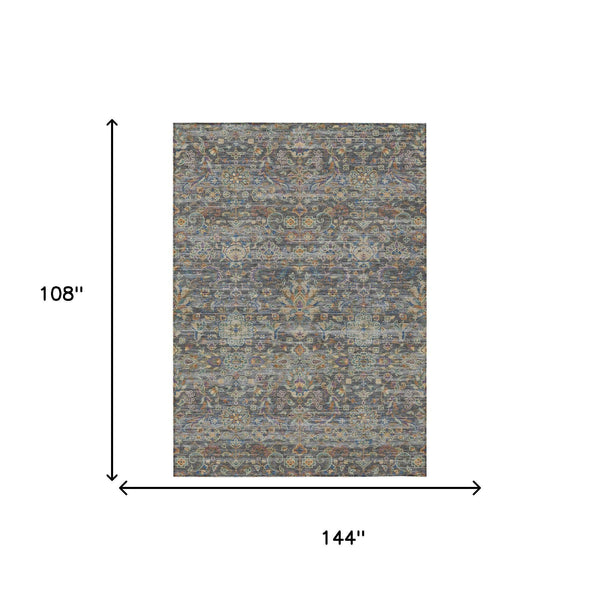 Floral Medallion Washable Polyester Indoor Outdoor Rug with Non-slip Felt Backing for Patios