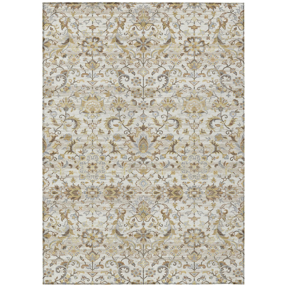 HomeRoots Floral Medallion Washable Polyester Area Rug for Stylish Indoor Outdoor Living Spaces 5' x 8' 726948