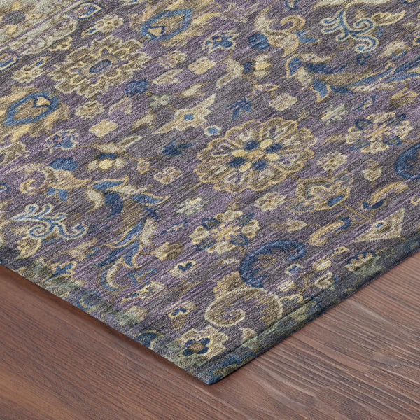 Floral Medallion Washable Polyester Area Rug Uv Resistant for Indoor Outdoor Living Spaces