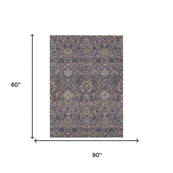 Floral Medallion Washable Polyester Area Rug Uv Resistant for Indoor Outdoor Living Spaces