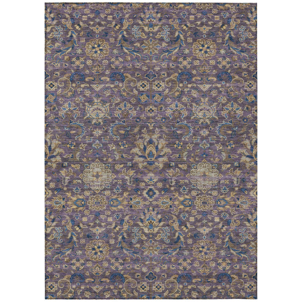 HomeRoots Floral Medallion Washable Polyester Area Rug Uv Resistant for Indoor Outdoor Living Spaces 10' x 14' 726958