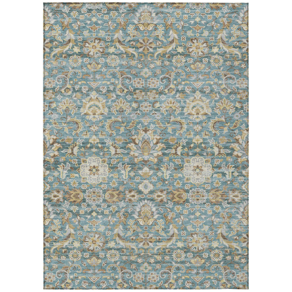 HomeRoots Floral Medallion Washable Indoor Outdoor Polyester Area Rug for Patio and Home Decor 5' x 8' 726960