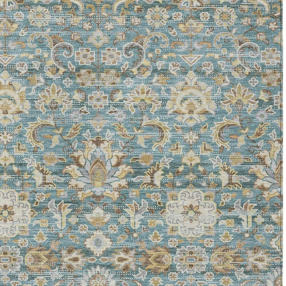 HomeRoots Floral Medallion Washable Indoor Outdoor Polyester Area Rug for Patio and Home Decor 5' x 8' 726960