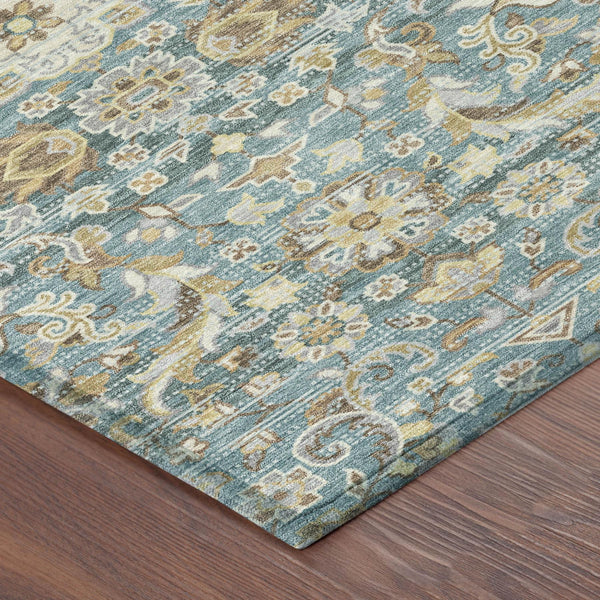8 Ft Round Floral Medallion Polyester Area Rug Uv Resistant Indoor Outdoor Use