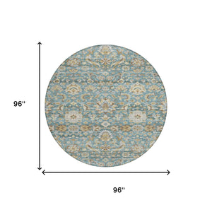 8 Ft Round Floral Medallion Polyester Area Rug Uv Resistant Indoor Outdoor Use