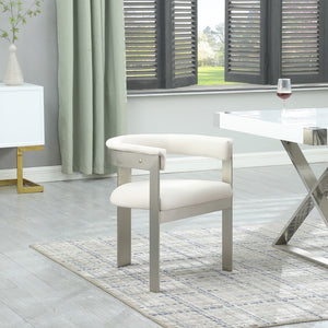 Romeo Cream Vegan Leather Dining Chair 726Cream-C Meridian Furniture