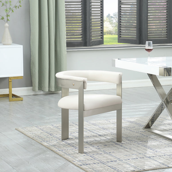 Romeo Cream Vegan Leather Dining Chair 726Cream-C Meridian Furniture