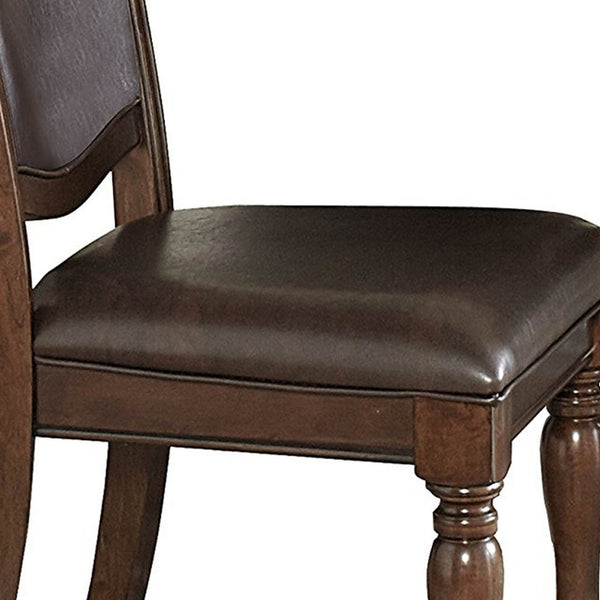 English Elm Wood Frame Carved Camelback Dining Chairs Traditional Leatherette Set for Formal Rooms B056P412646