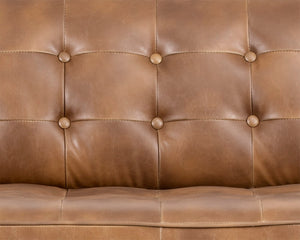 Sunpan DONNIE Sofa - Vintage Tobacco Tan Faux Leather, Mid-Century Modern Design with Cushions & Tufting 102507V