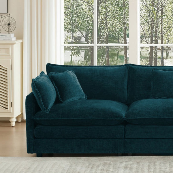 English Elm Sofa 3 Piece Living Room Set Chenille Upholstered Rounded Arms with High Density Foam Seating W714S00590