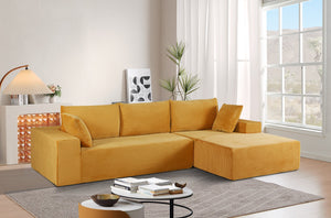 English Elm Cozyform Convertible Sectional Sofa - Soft Ginger Corduroy, Comfy Foam Couch For Living Spaces B2735P359714