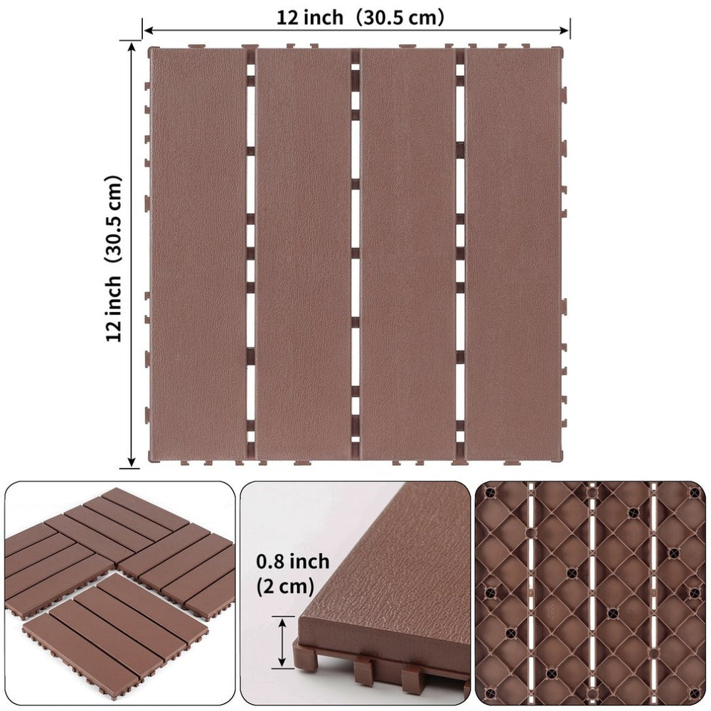 English Elm Plastic Interlocking Pp Deck Tiles Wood Grain Waterproof Patio Pool Surround 44 Pack W3022P251837
