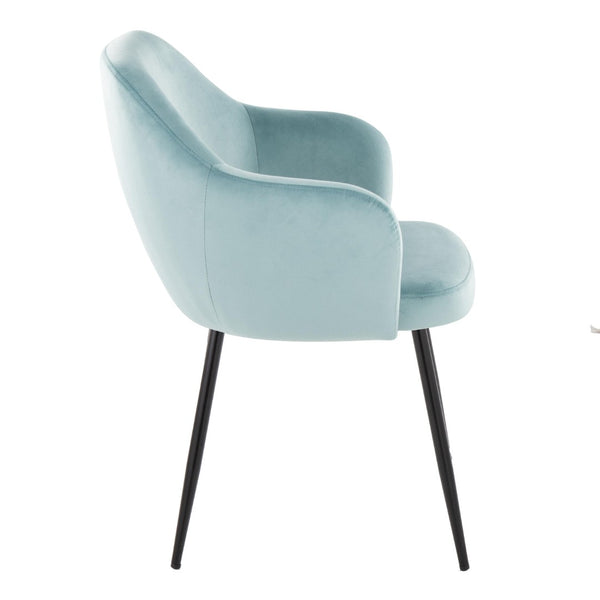 English Elm Dining Chair Set of 2 Velvet Upholstered Tapered Metal Legs Contemporary Style Light Blue B202P471289