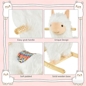English Elm Llama Plush Rocking Toy for Toddlers with Wooden Rails Padded Seat and Grip Handle T3971P442666