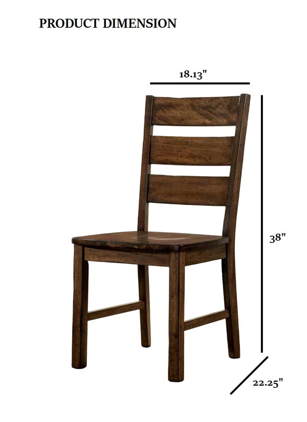 English Elm Industrial 2pc Side Chair Walnut Finish Ladder Back Wooden Seat Live Edge Industrial Accent Design B2741P408879