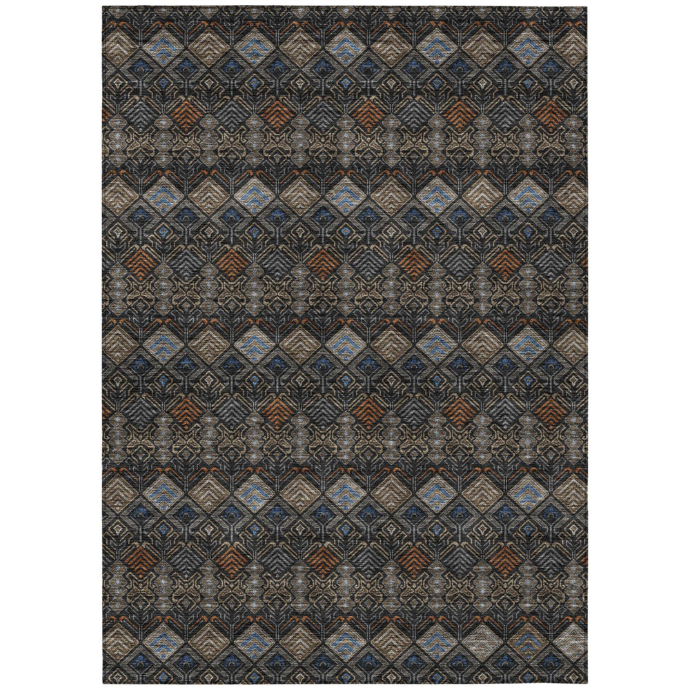 HomeRoots 5x8 Geometric Polyester Area Rug Washable Stain Resistant Indoor Outdoor Modern 727020