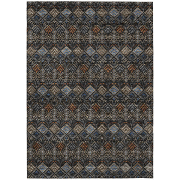 HomeRoots 5x8 Geometric Polyester Area Rug Washable Stain Resistant Indoor Outdoor Modern 727020