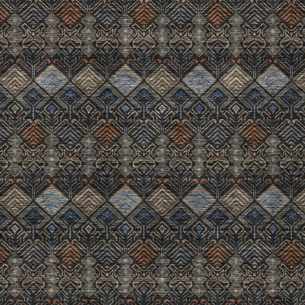 HomeRoots 5x8 Geometric Polyester Area Rug Washable Stain Resistant Indoor Outdoor Modern 727020