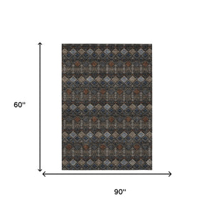 5x8 Geometric Polyester Area Rug Washable Stain Resistant Indoor Outdoor Modern