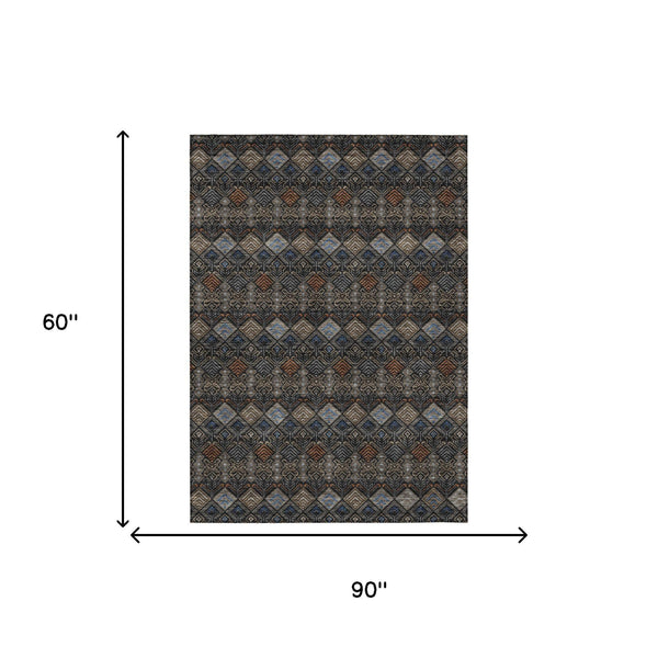 5x8 Geometric Polyester Area Rug Washable Stain Resistant Indoor Outdoor Modern