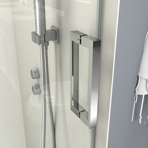 English Elm 56" Frameless Sliding Shower Door Tempered Glass Soft Close Brushed Nickel Hardware W1573P198748