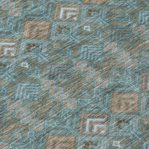 Geometric Polyester Area Rug Washable Low Pile for Indoor Outdoor Patio or Living Room Use