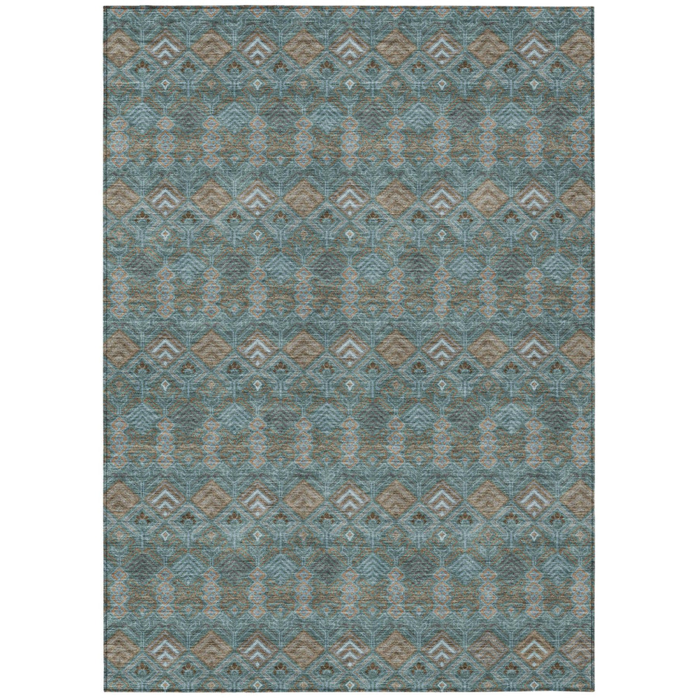 HomeRoots Geometric Polyester Area Rug Washable Low Pile for Indoor Outdoor Patio or Living Room Use 8' x 10' 727046