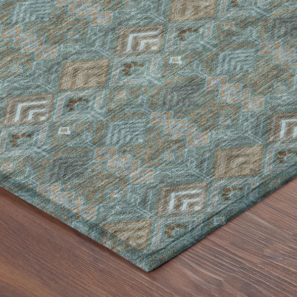 Geometric Polyester Area Rug Washable Low Pile for Indoor Outdoor Patio or Living Room Use