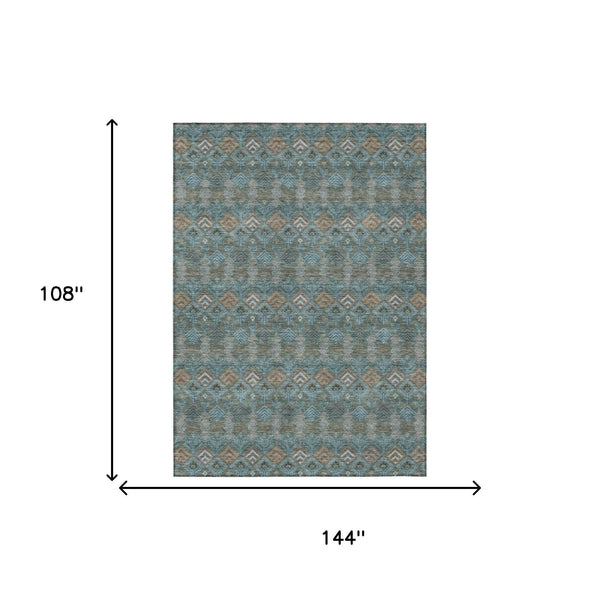 Geometric Polyester Area Rug Washable Low Pile for Indoor Outdoor Patio or Living Room Use