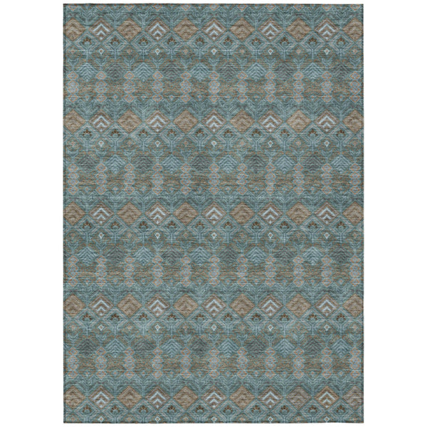 Geometric Polyester Area Rug Washable Low Pile for Indoor Outdoor Patio or Living Room Use